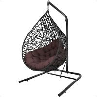 Balanço Suspenso Ninho Gota Com Suporte, Mosquetão E Mola Para Quintal - Preto A4 - 1