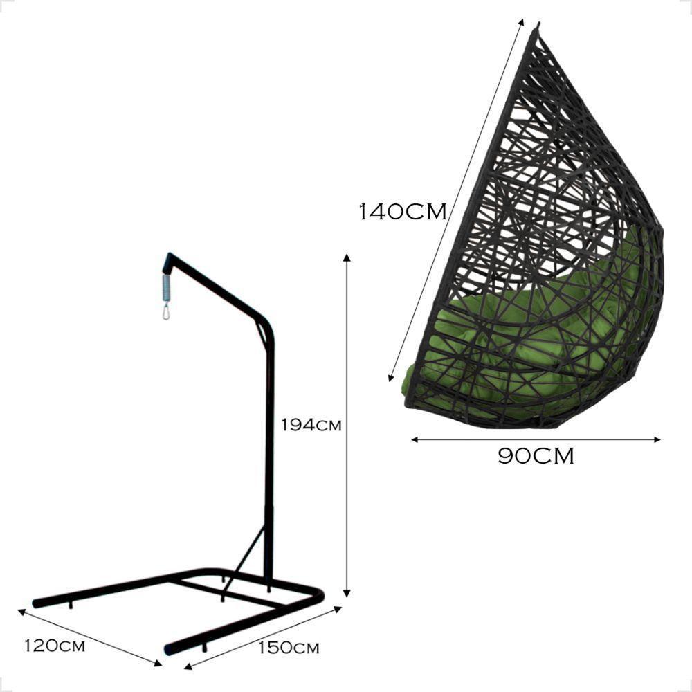 Balanço Suspenso Ninho Gota Com Mosquetão, Mola E Suporte Para Ambiente Externo - Preto A5 - 7