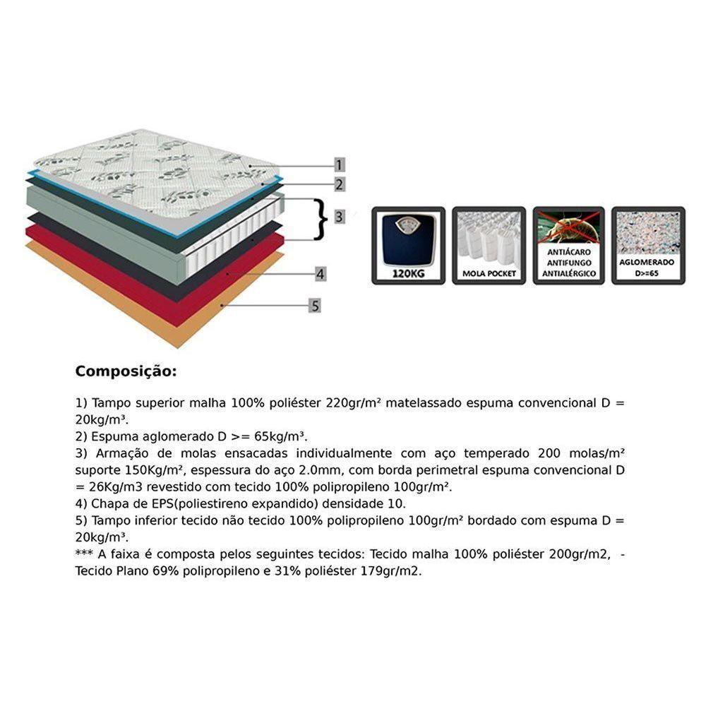 Colchão King Molas Ensacadas  MasterPocket Torino Ibrido (193x203x33) - Orthoflex - 7