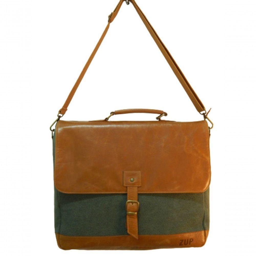 Pasta Carteiro Executiva De Lona E Couro Konverge Zup Ii Cor Verde Claro - 2