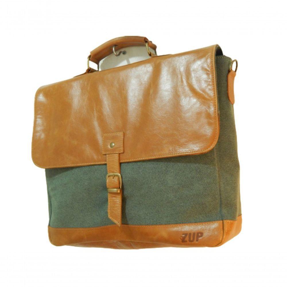 Pasta Carteiro Executiva De Lona E Couro Konverge Zup Ii Cor Verde Claro - 3