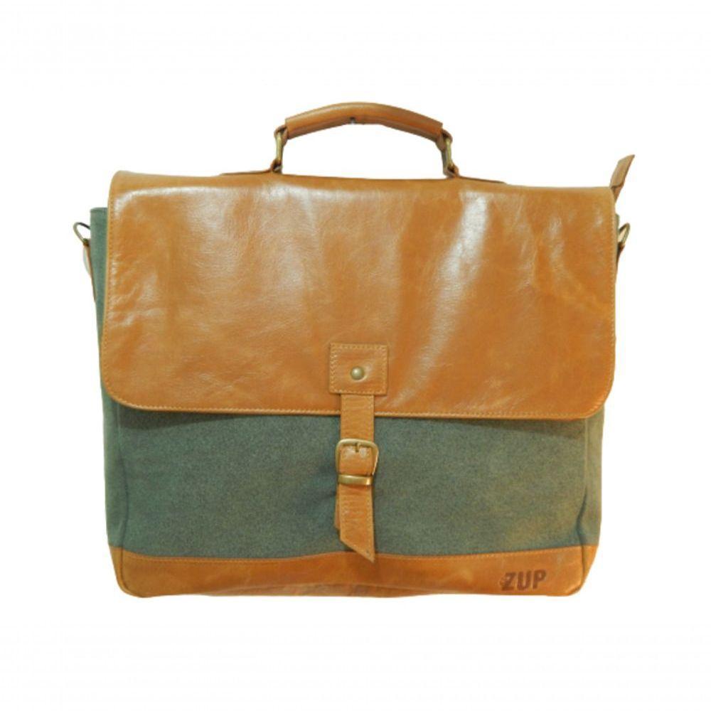 Pasta Carteiro Executiva De Lona E Couro Konverge Zup Ii Cor Verde Claro - 4