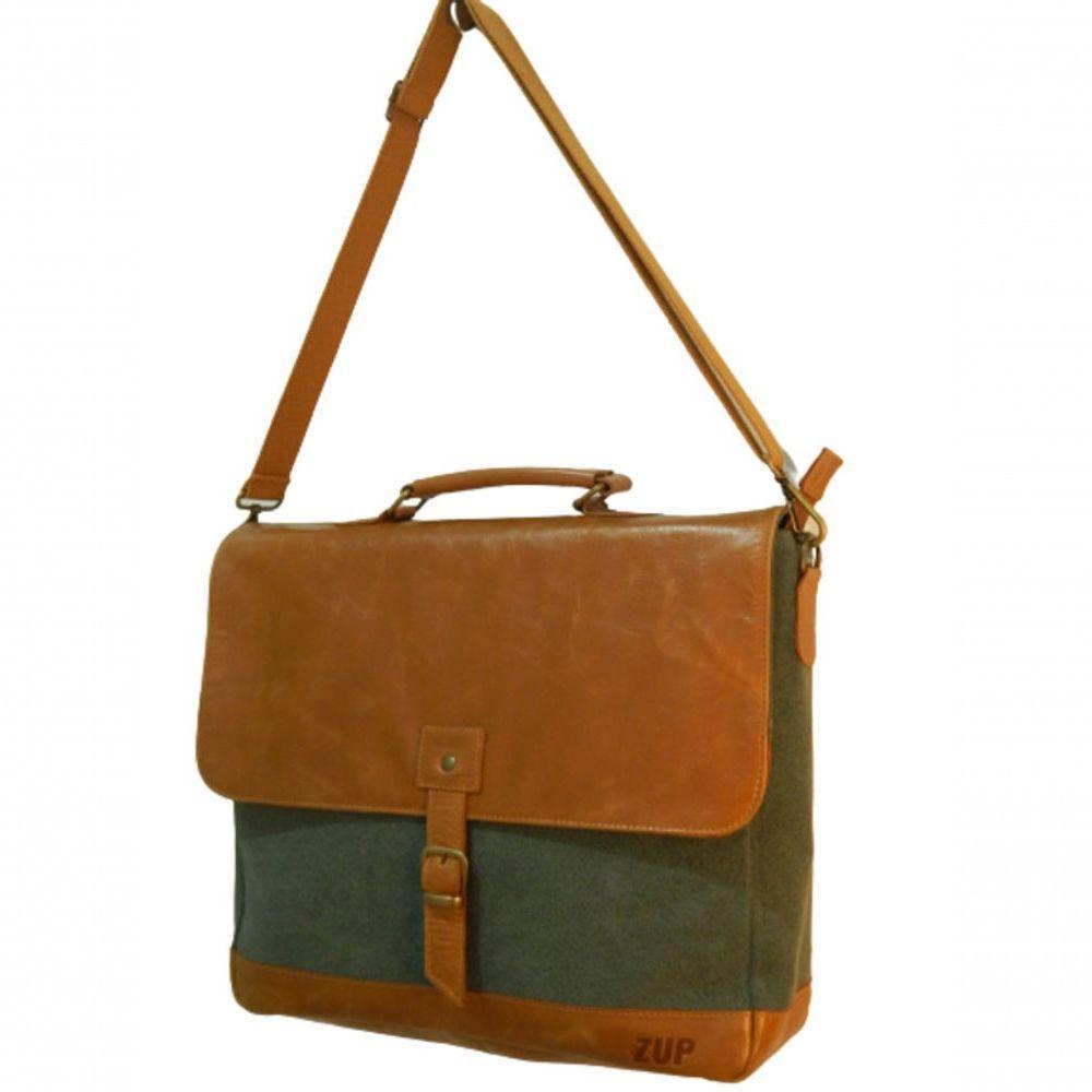 Pasta Carteiro Executiva De Lona E Couro Konverge Zup Ii Cor Verde Claro - 5