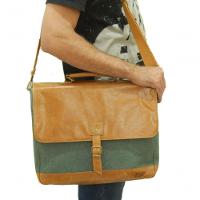 Pasta Carteiro Executiva De Lona E Couro Konverge Zup Ii Cor Verde Claro - 1