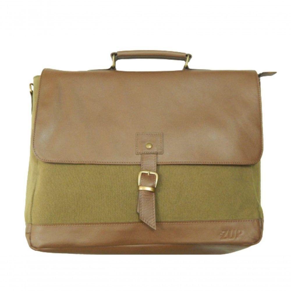 Pasta Carteiro Executiva De Lona E Couro Konverge Zup Ii Cor Caqui - 1