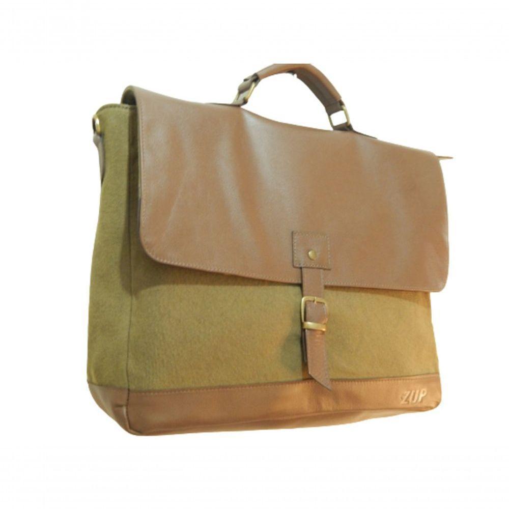 Pasta Carteiro Executiva De Lona E Couro Konverge Zup Ii Cor Caqui - 3
