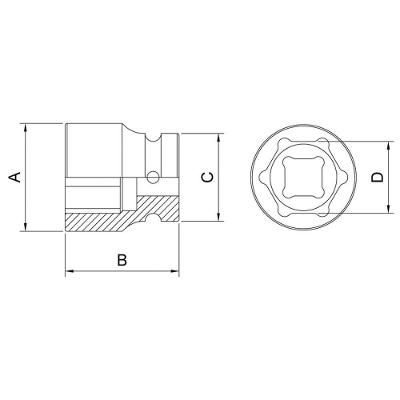 Soquete De Impacto Sextavado Em Aço Cromo Molibdênio 29 Mm - Encaixe 1-2\'\' Tramontina
