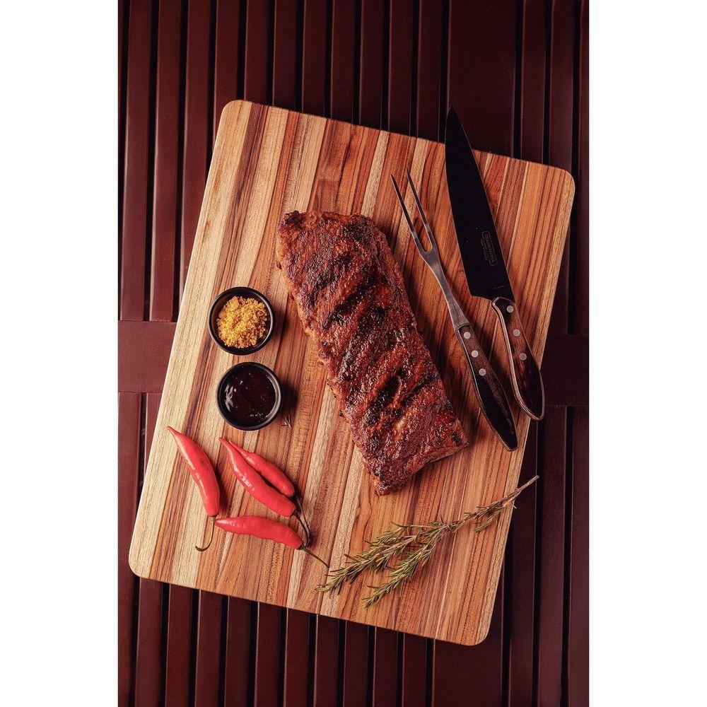 Tábua Com Empunhadura Churrasco Em Madeira Teca Fsc Com Acabamento Em óleo Mineral 40x30 - 3