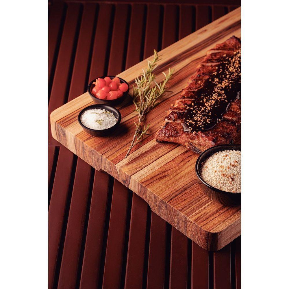 Tábua Com Empunhadura Churrasco Em Madeira Teca Fsc Com Acabamento Em óleo Mineral 40x30 - 5