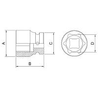 Soquete De Impacto Sextavado Em Aço Cromo Molibdênio 28 Mm - Encaixe 1-2\'\' Tramontina - 2