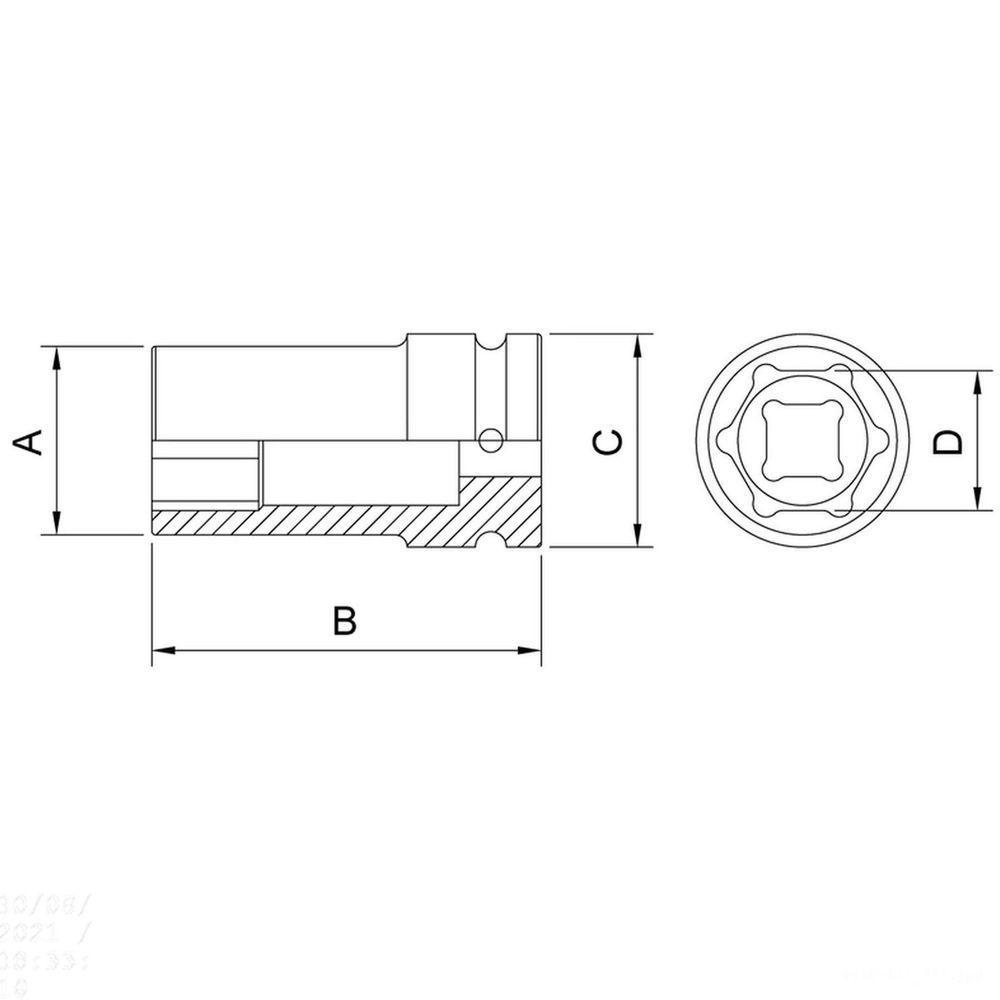 Soquete De Impacto Sextavado Longo Em Aço Cromo Molibdênio 27 Mm - Encaixe 1-2\'\' Tramontina - 2