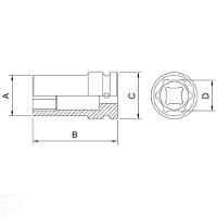 Soquete De Impacto Sextavado Longo Em Aço Cromo Molibdênio 27 Mm - Encaixe 1-2\'\' Tramontina - 2