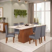 Conjunto De Mesa Dulce Dj 1,80x0,90 Com 6 Cadeiras Zoe Freijo-off White-cinza - 1