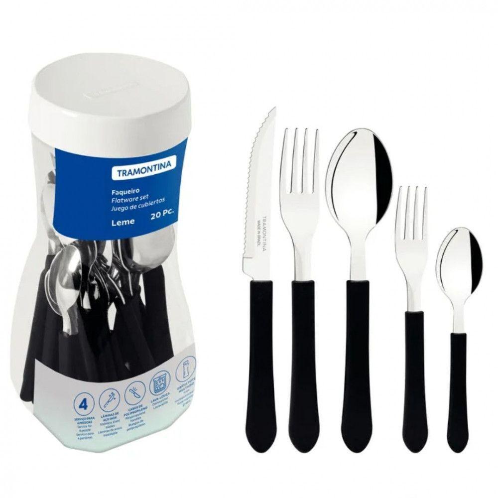 Faqueiro Tramontina Leme Com 20 Pecas Preto - 1