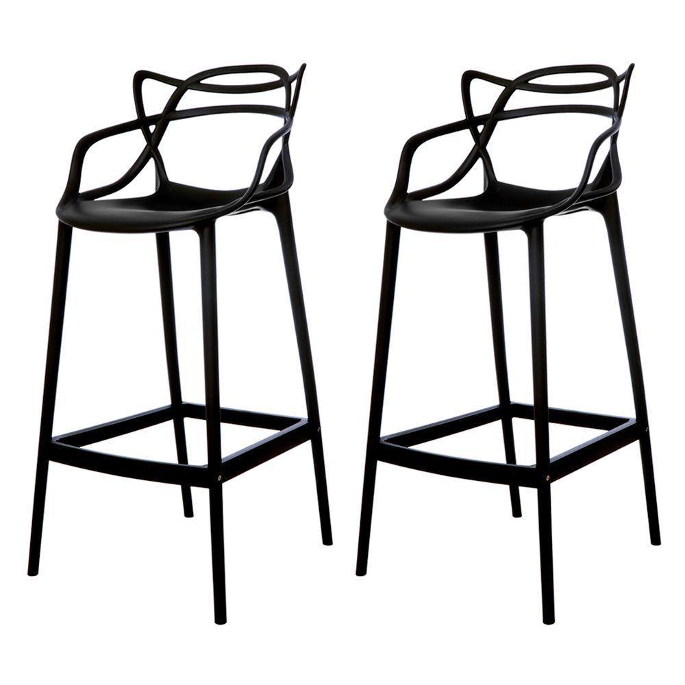 Kit 2 Banquetas Allegra Preta Polipropileno Cozinha Bistrô Bancada - 1