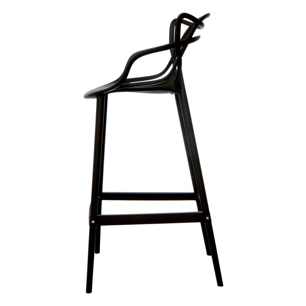 Kit 2 Banquetas Allegra Preta Polipropileno Cozinha Bistrô Bancada - 6