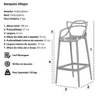 Kit 2 Banquetas Allegra Preta Polipropileno Cozinha Bistrô Bancada - 3
