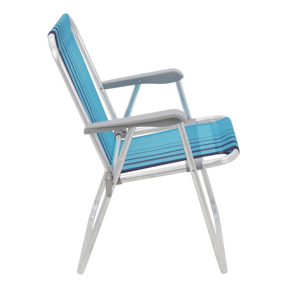 Cadeira De Praia Tramontina Samoa Alta Em Alumínio Com Assento Azul Tramontina - 3