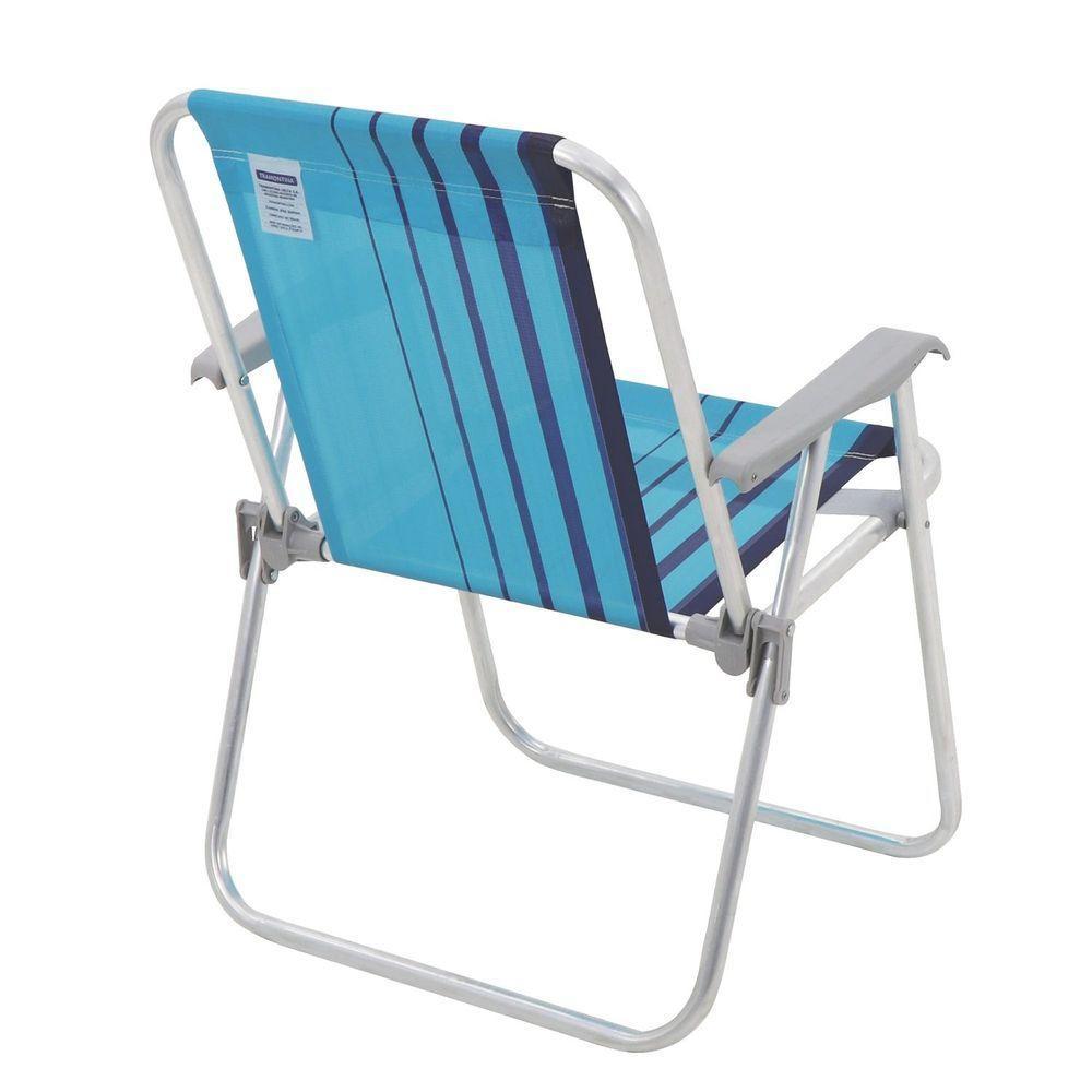Cadeira De Praia Tramontina Samoa Alta Em Alumínio Com Assento Azul Tramontina - 4