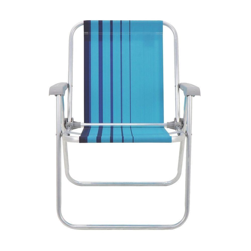 Cadeira De Praia Tramontina Samoa Alta Em Alumínio Com Assento Azul Tramontina - 7