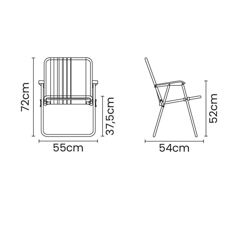Cadeira De Praia Tramontina Samoa Alta Em Alumínio Com Assento Azul Tramontina - 8