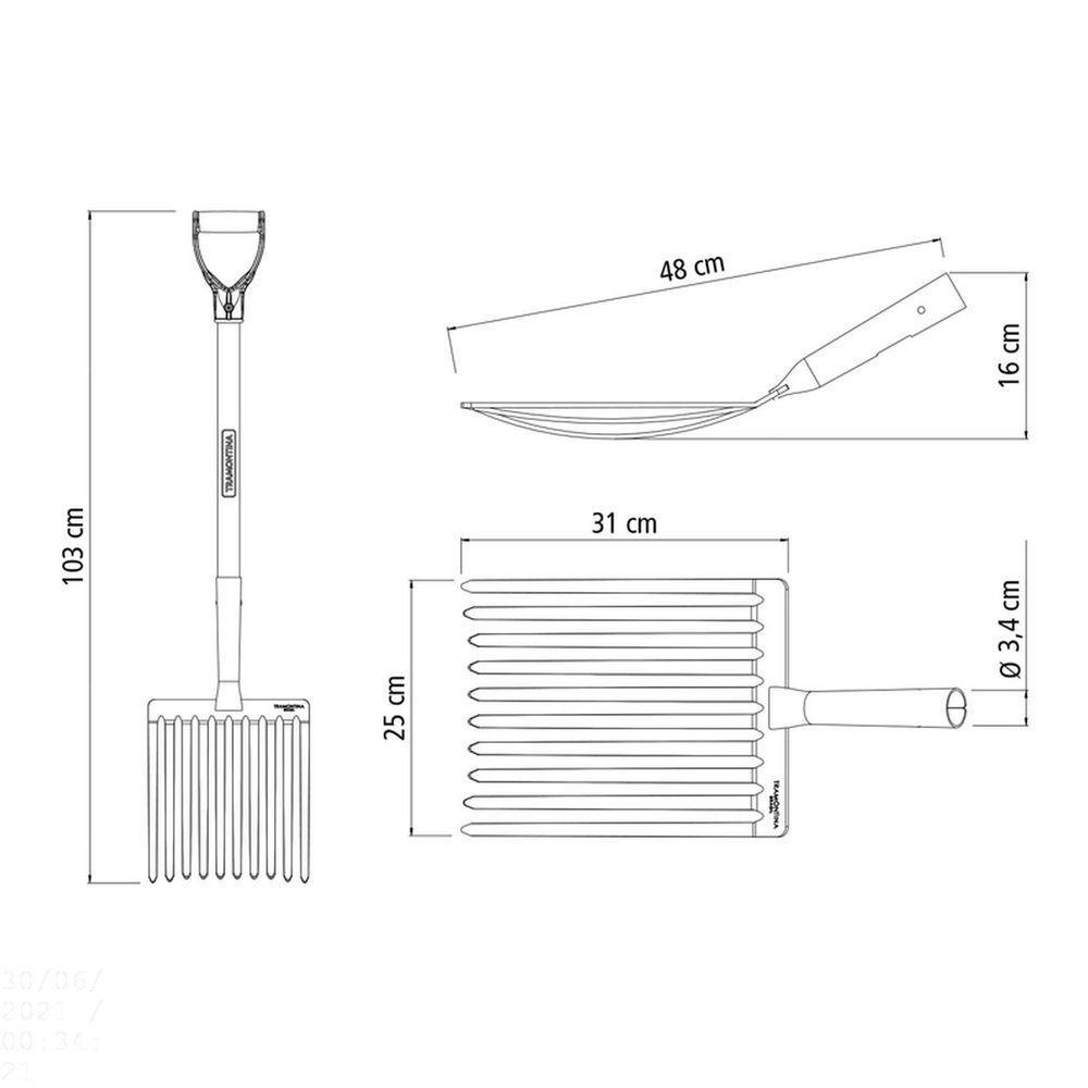 Forcado Para Cascalho Com 10 Dentes Tramontina Em Aço Com Cabo De Madeira 71 Cm Tramontina - 2