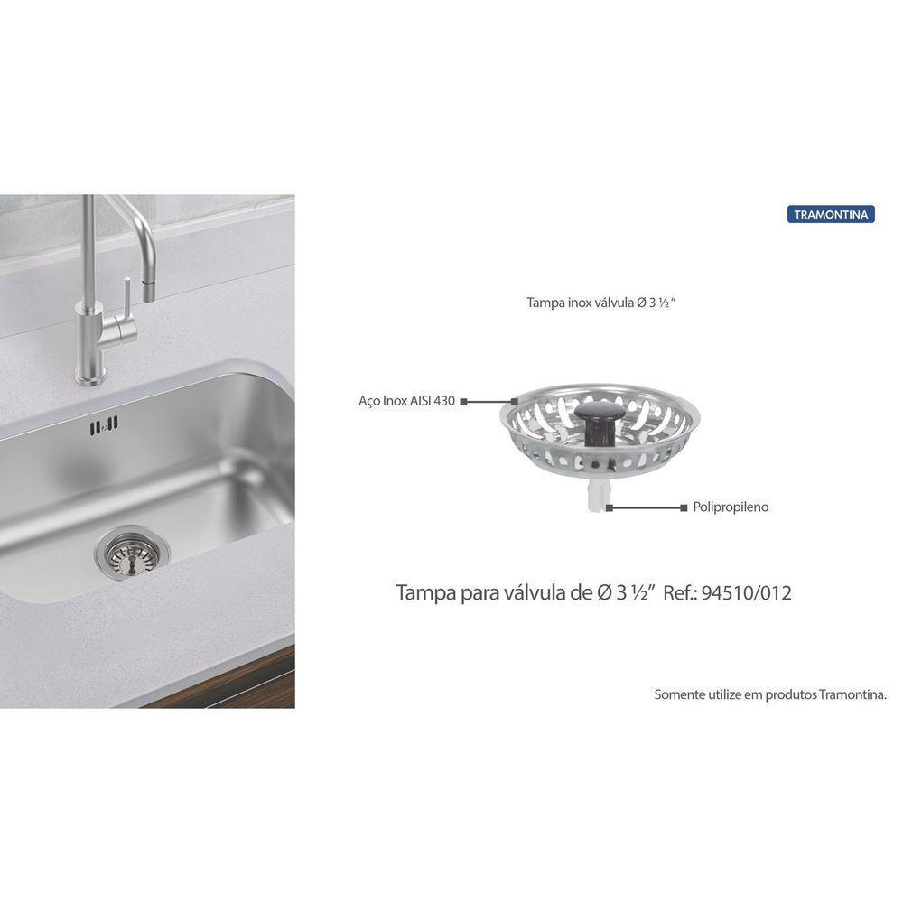 Válvula Econômica Para Pias Cubas E Tanques 3 1-2" Sem Escape Em Aço Inox E Polipropileno - 2