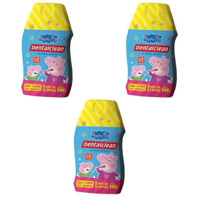 3x Gel Dental Infantil Peppa Pig Sem Fluor 100g -dentalclean
