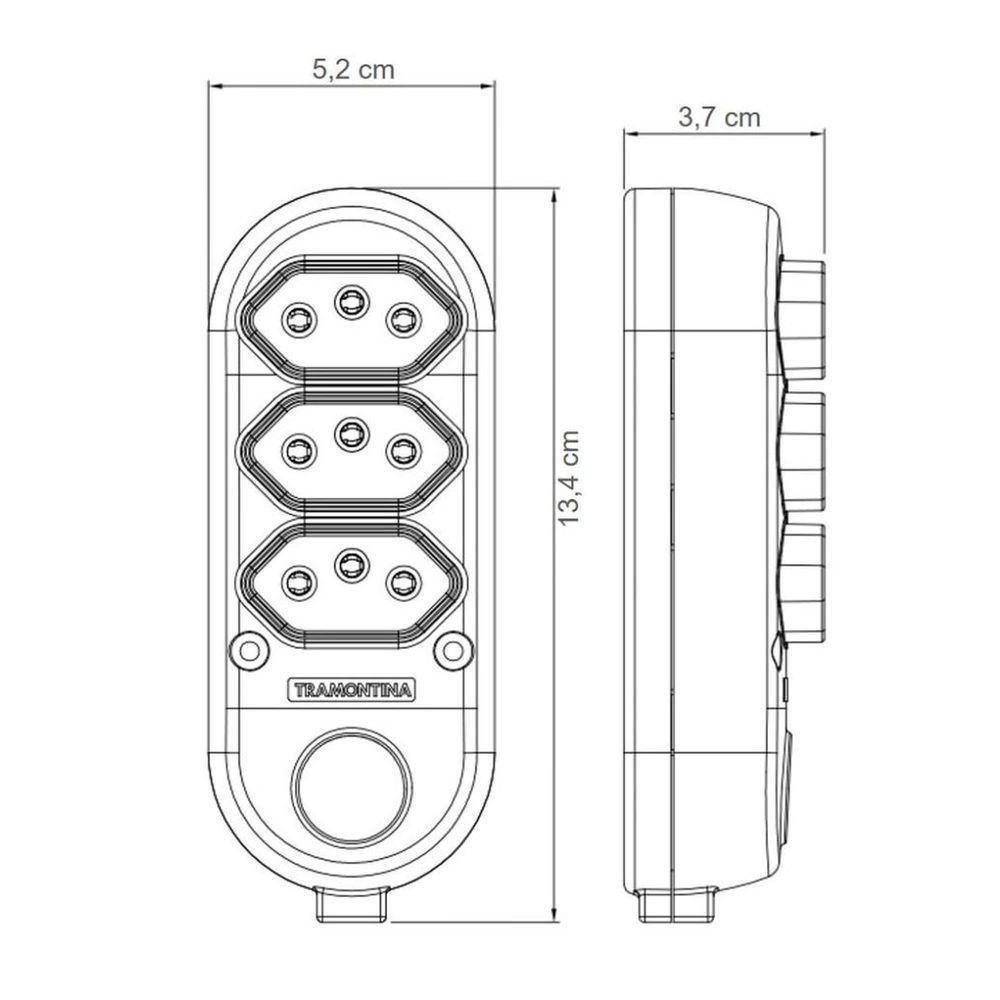 Extensão Múltipla 3 Tomadas 2p+t 10 A 250 V Tramontina 3 M Tramontina - 2