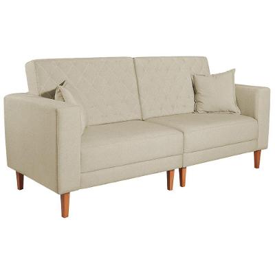 Sofá 03 Lugares Living Ponza Suede Cor Bege