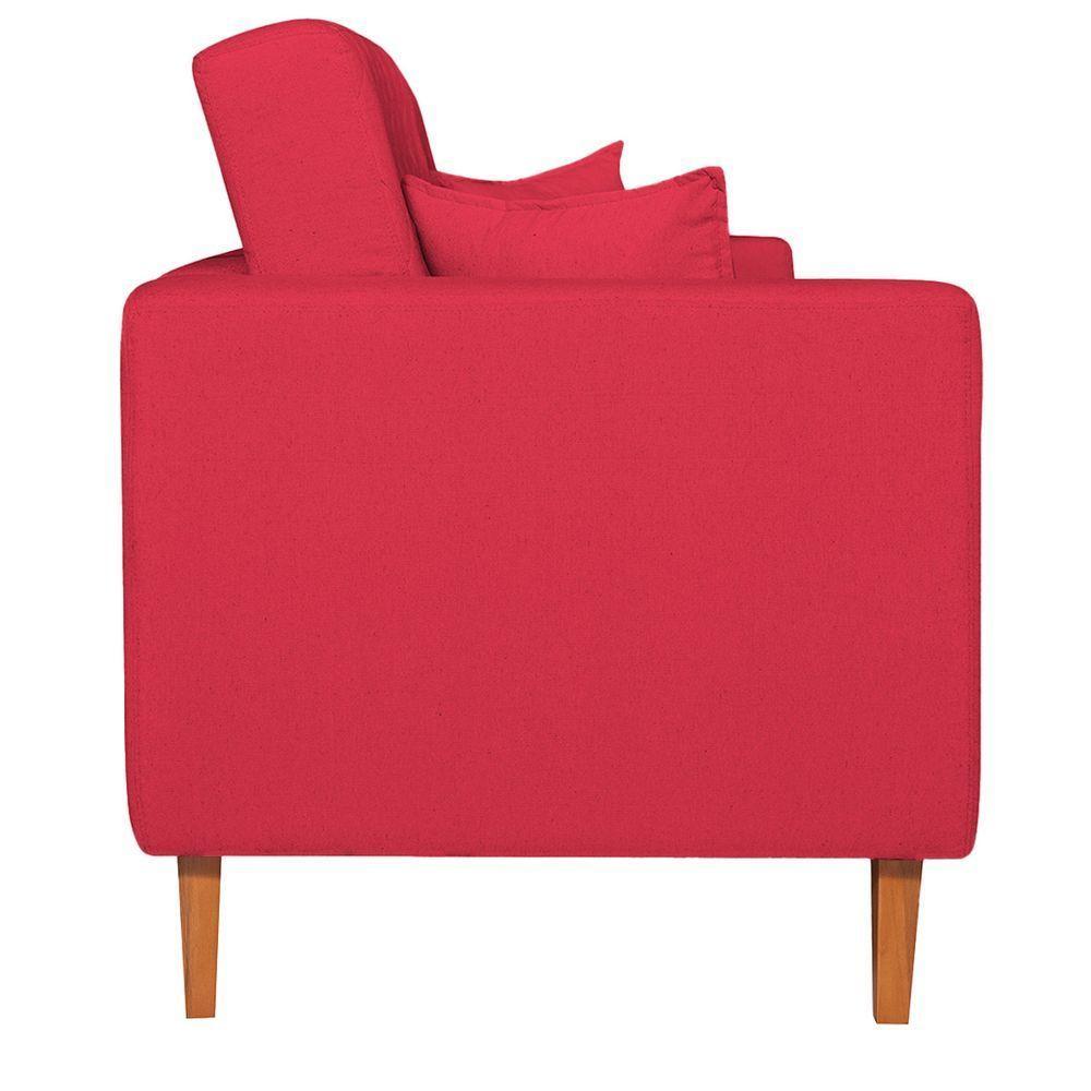 Sofá 03 Lugares Living Ponza Suede Cor Vermelho - 6