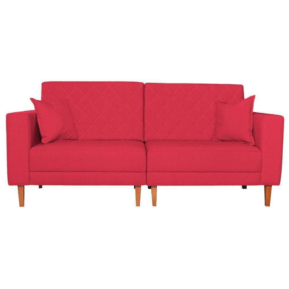 Sofá 03 Lugares Living Ponza Suede Cor Vermelho - 4