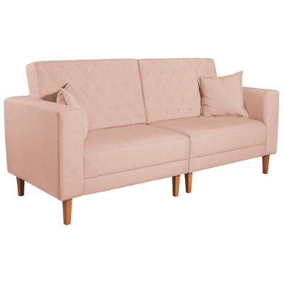 Sofá 03 Lugares Living Ponza Suede Cor Rosê