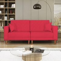 Sofá 03 Lugares Living Ponza Suede Cor Vermelho - 2