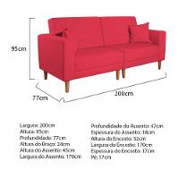 Sofá 03 Lugares Living Ponza Suede Cor Vermelho - 6