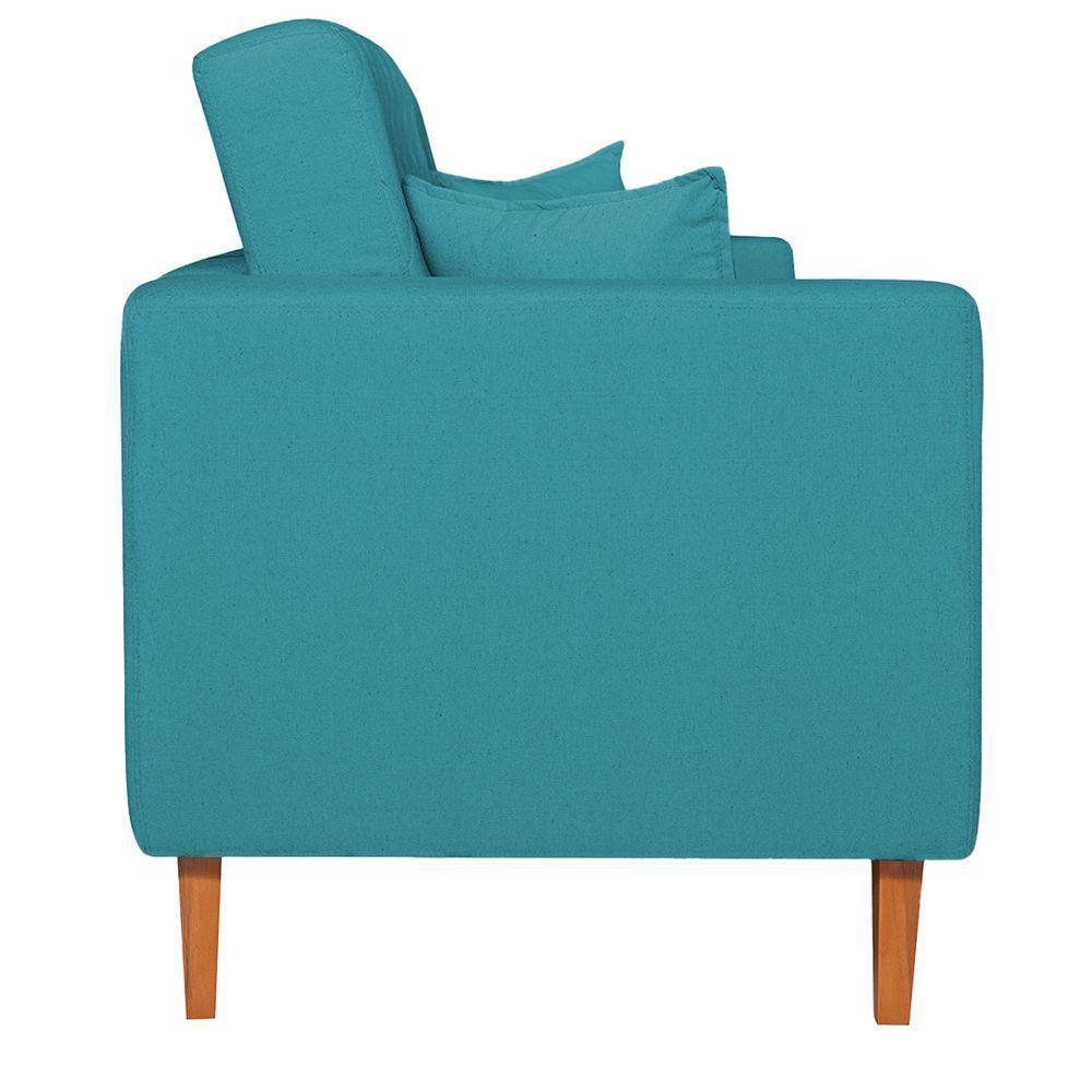 Sofá 03 Lugares Living Ponza Suede Cor Azul Turquesa - 2
