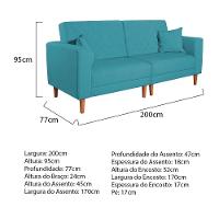 Sofá 03 Lugares Living Ponza Suede Cor Azul Turquesa - 6