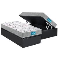 Cama Box Baú Solteiro: Colchão Ortopédico Probel D45 / EP Guarda Costas PróExtreme Plus Double Face + Base CRC Suede Gray(88x188) - 1