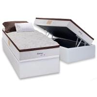 Cama Box Baú Solteiro: Colchão Molas Herval Maxspring Edimburgo + Base CRC Courano White(88x188) - 1