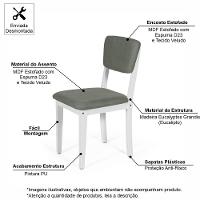 Mesa De Jantar Redonda Montreal Bran/jade Com 4 Cadeiras Estofadas Ella Branco/cinza - 5