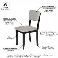 Mesa De Jantar Redonda Montreal Preta Com 4 Cadeiras Estofadas Ella Preto/cinza Claro - 5