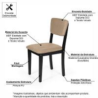 Mesa De Jantar Redonda Montreal Preta Com 4 Cadeiras Estofadas Ella Preto/marrom Claro - 7