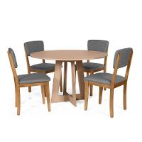 Mesa De Jantar Redonda Montreal Jade Com 4 Cadeiras Estofadas Ella Cinza Escuro - 1