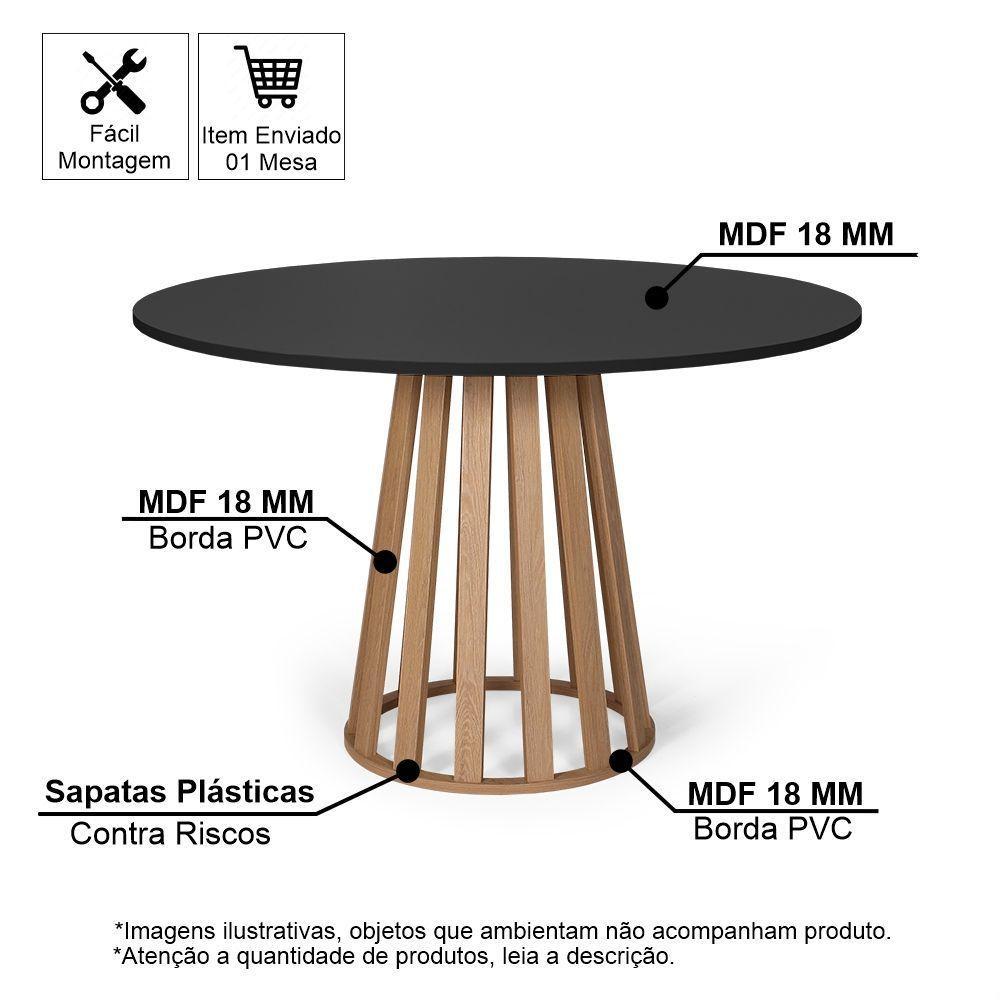 Mesa De Jantar Redonda Gabi Pret/jade Com 4 Cadeiras Estofadas Ella Preto/cinza - 3