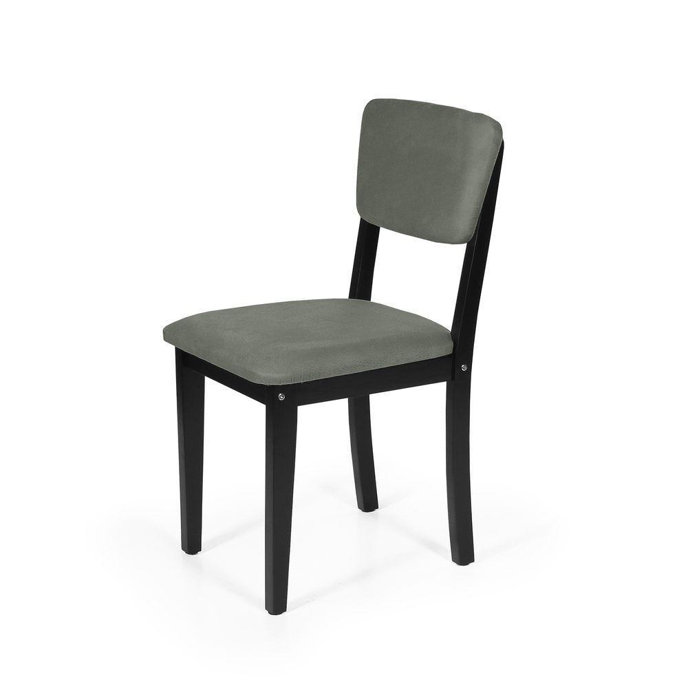 Mesa De Jantar Redonda Gabi Pret/jade Com 4 Cadeiras Estofadas Ella Preto/cinza - 6