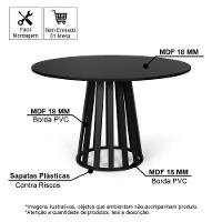 Mesa De Jantar Redonda Gabi Preta Com 4 Cadeiras Estofadas Ella Marrom Claro - 5