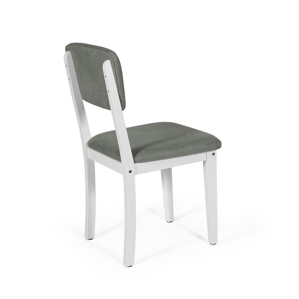 Mesa De Jantar Redonda Gabi Jade Com 4 Cadeiras Estofadas Ella Branco/cinza - 5