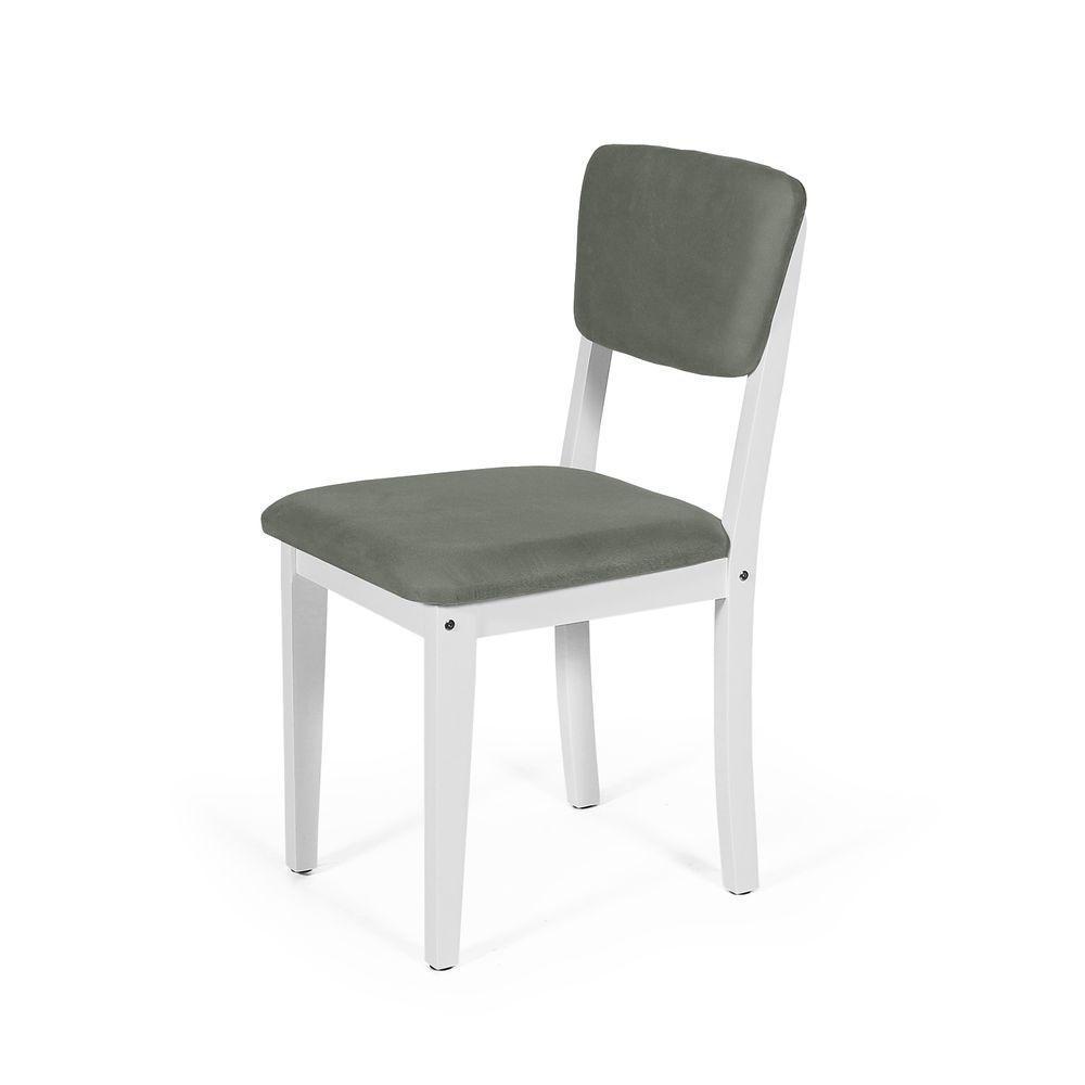Mesa De Jantar Redonda Gabi Jade Com 4 Cadeiras Estofadas Ella Branco/cinza - 6