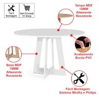 Mesa De Jantar Redonda Montreal Branca Com 4 Cadeiras Estofadas Ella Branco/marrom Claro - 6