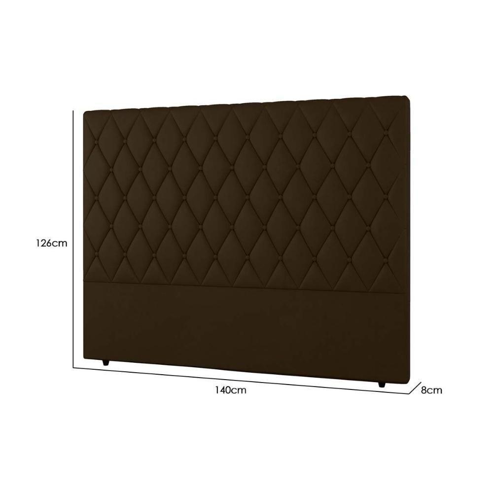Painel de Cama Box Estofada Casal Camponesa Plus Veludo Cacau - Simbal - 3